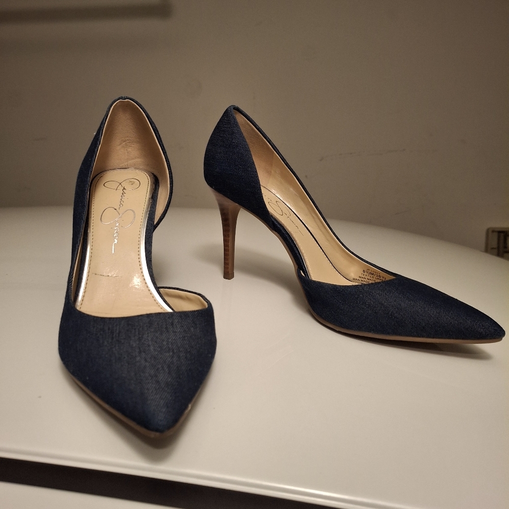 Jessica Simpson Blue Denim Heels with Sleek Design